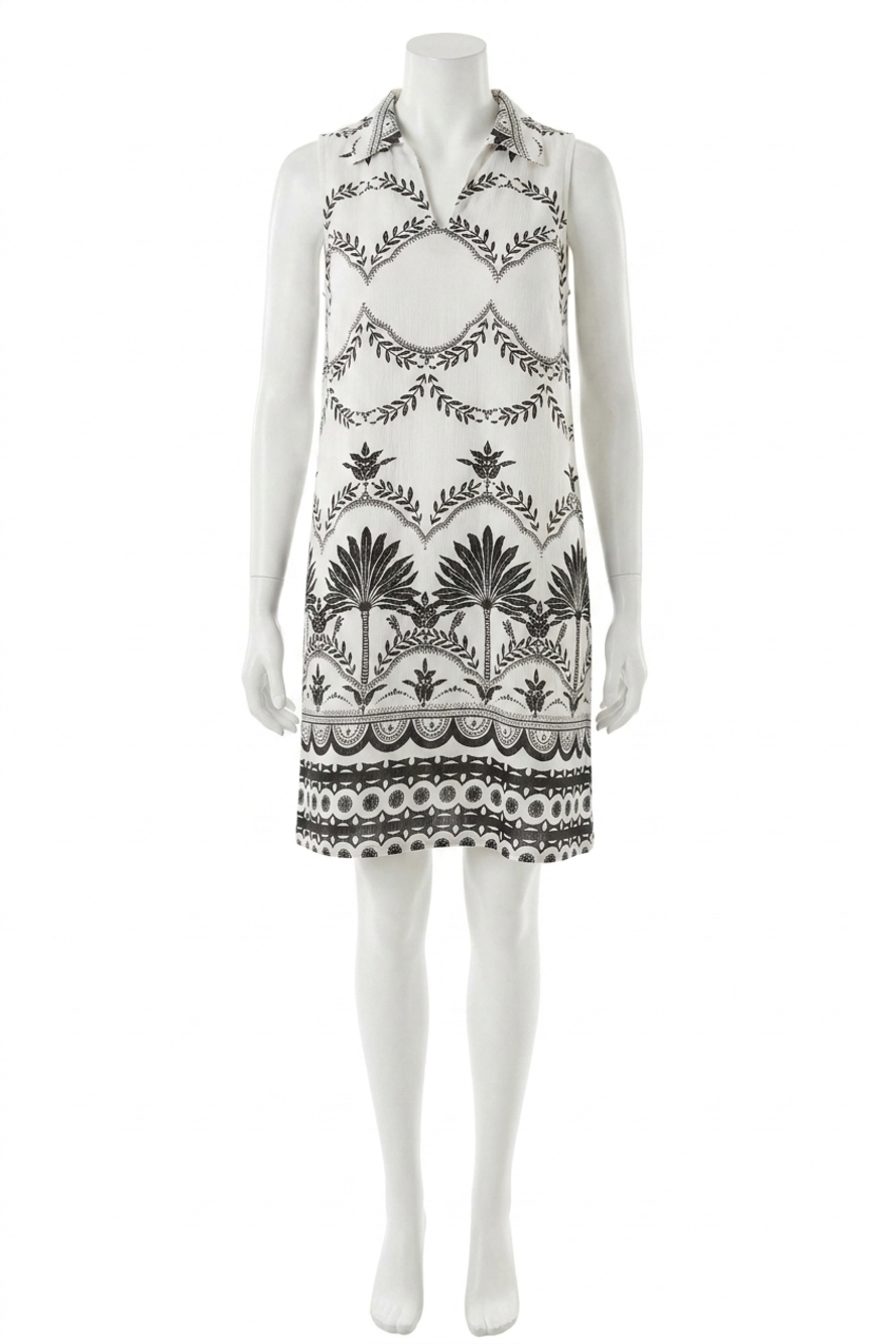 NEW PAPARAZZI border sleeveless dress in palm print